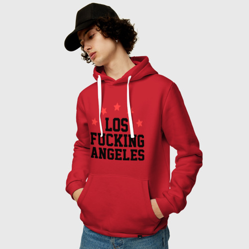 Мужская толстовка хлопок Los Fucking Angeles, цвет красный - фото 3