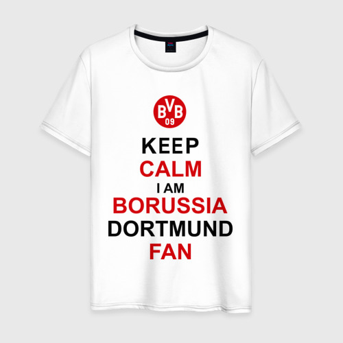 Мужская Футболка keep calm i am Borussia Dortmund fan (хлопок)