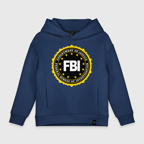 Детское худи Oversize хлопок FBI, цвет темно-синий