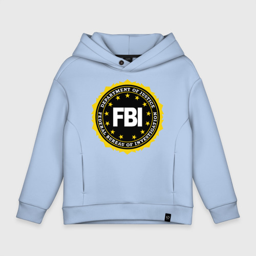 Детское худи Oversize хлопок FBI, цвет мягкое небо