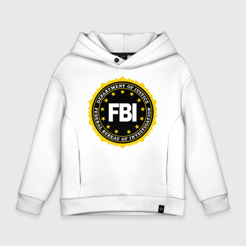 Детское худи Oversize хлопок FBI, цвет белый