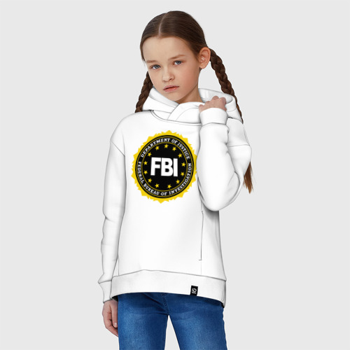 Детское худи Oversize хлопок FBI, цвет белый - фото 3