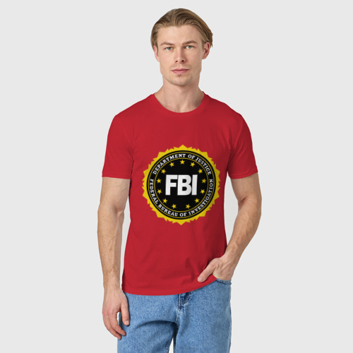 Мужская футболка хлопок FBI, цвет красный - фото 3