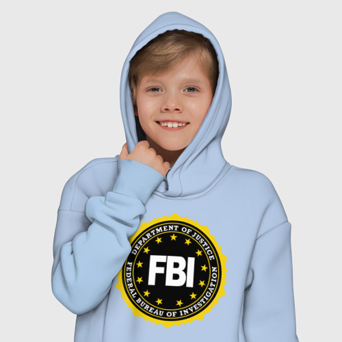 Детское худи Oversize хлопок FBI, цвет мягкое небо - фото 12