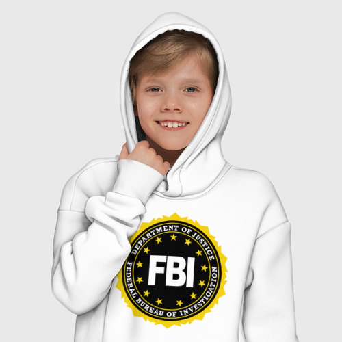 Детское худи Oversize хлопок FBI, цвет белый - фото 12