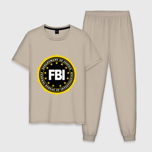 Мужская пижама хлопок FBI, цвет миндальный