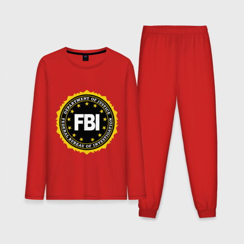 Мужская пижама с лонгсливом хлопок FBI, цвет красный