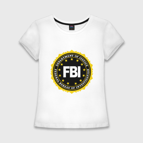 Женская футболка хлопок Slim FBI, цвет белый