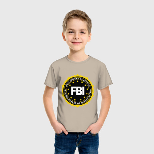 Детская футболка хлопок FBI, цвет миндальный - фото 3