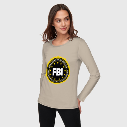 Женский лонгслив хлопок FBI, цвет миндальный - фото 3