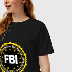 Женская футболка хлопок Oversize FBI - фото 2