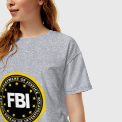 Женская футболка хлопок Oversize FBI - фото 2