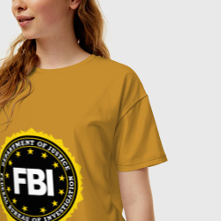 Женская футболка хлопок Oversize FBI - фото 2