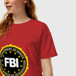 Женская футболка хлопок Oversize FBI - фото 2