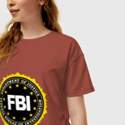 Женская футболка хлопок Oversize FBI - фото 2