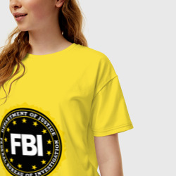 Женская футболка хлопок Oversize FBI - фото 2