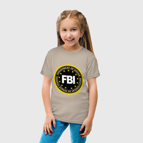 Детская футболка хлопок FBI, цвет миндальный - фото 5