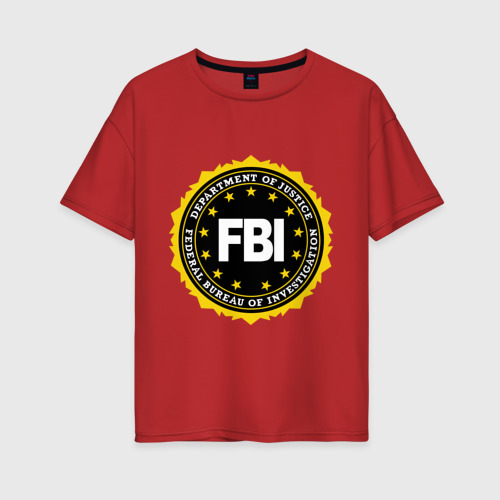 Женская футболка хлопок Oversize FBI, цвет красный