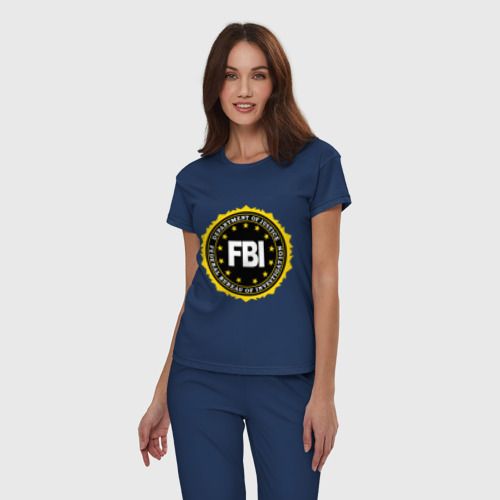 Женская пижама хлопок FBI, цвет темно-синий - фото 3
