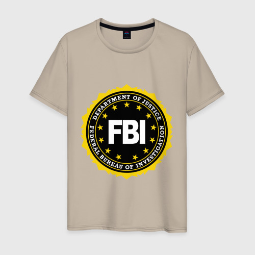 Мужская футболка хлопок FBI, цвет миндальный