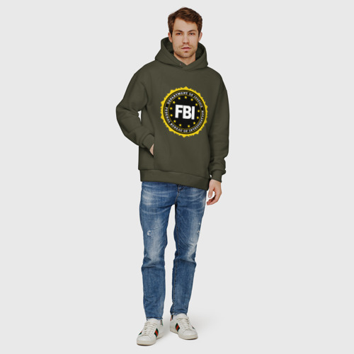 Мужское худи Oversize хлопок FBI, цвет хаки - фото 6