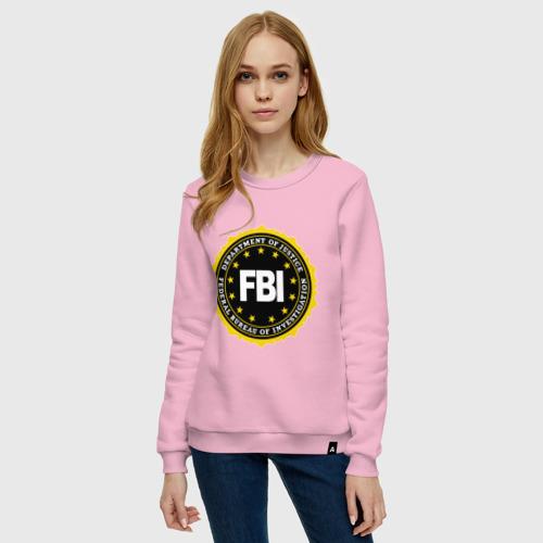 Женский свитшот хлопок FBI, цвет светло-розовый - фото 3