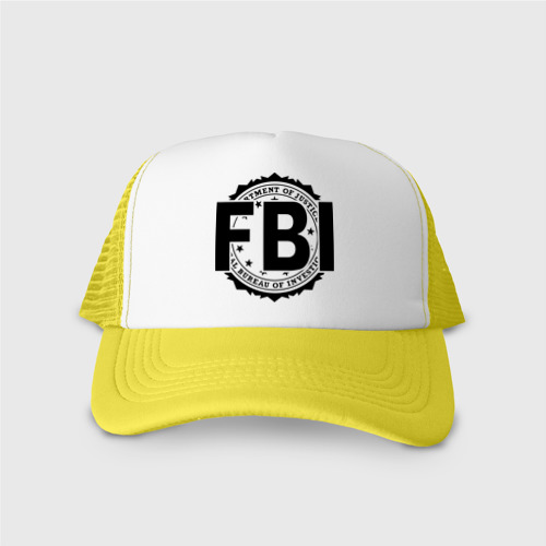 Кепка тракер с сеткой FBI LOGO, цвет желтый