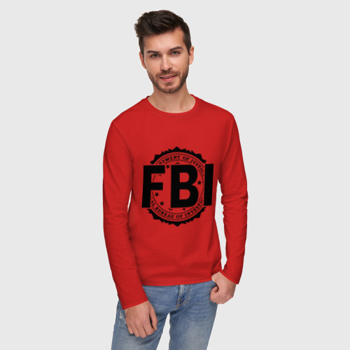 Мужской лонгслив хлопок FBI LOGO, цвет красный - фото 3