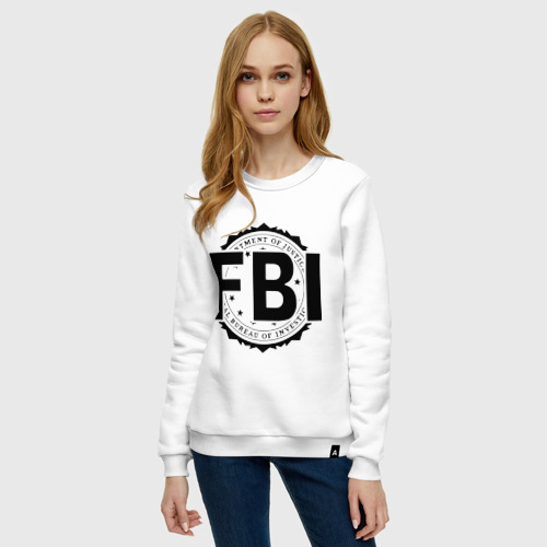 Женский свитшот хлопок FBI LOGO, цвет белый - фото 3