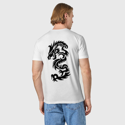 Мужская футболка хлопок Дракон на лопатке, цвет белый - фото 4