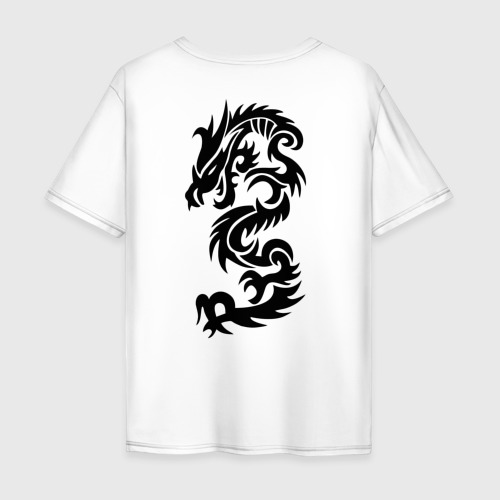 Мужская футболка хлопок Oversize Дракон на лопатке, цвет белый - фото 2