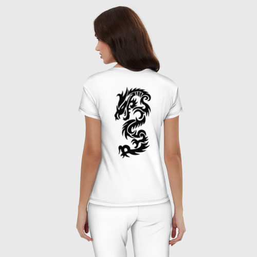 Женская пижама хлопок Дракон на лопатке, цвет белый - фото 4