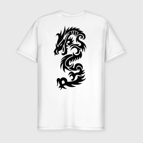 Мужская футболка хлопок Slim Дракон на лопатке, цвет белый - фото 2