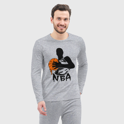 Мужская пижама с лонгсливом хлопок Kareem Abdul-Jabbar NBA, цвет меланж - фото 5