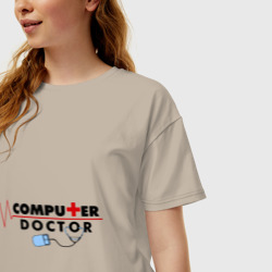 Женская футболка хлопок Oversize Computer Doctor - фото 2