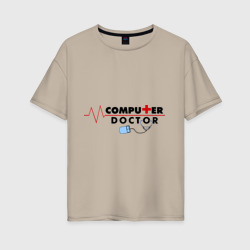 Женская футболка хлопок Oversize Computer Doctor