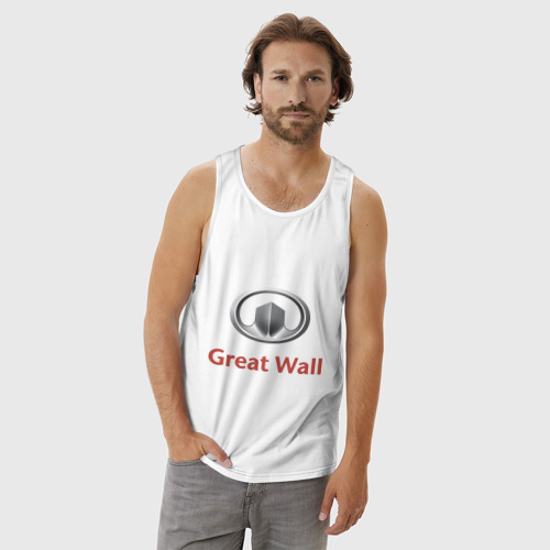 Мужская майка хлопок Great Wall logo, цвет белый - фото 3