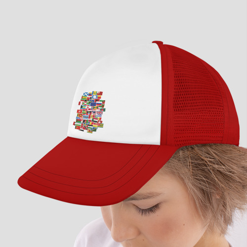 Детская кепка тракер Flag sticker bombing, цвет красный - фото 4