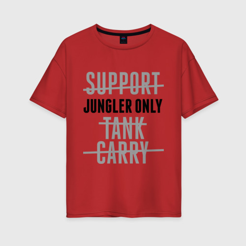 Женская футболка хлопок Oversize Jungler only, цвет красный