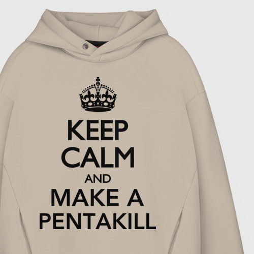 Мужское худи Oversize хлопок Keep calm and make a Pentakill, цвет миндальный - фото 4