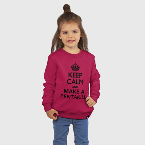 Детский свитшот хлопок Keep calm and make a Pentakill, цвет маджента - фото 3