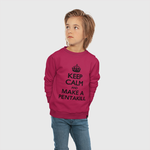 Детский свитшот хлопок Keep calm and make a Pentakill, цвет маджента - фото 5