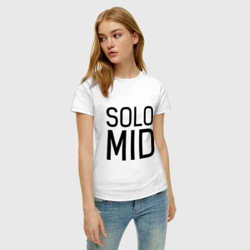 Женская футболка хлопок Solo mid, цвет белый - фото 3