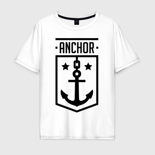 Мужская футболка хлопок Oversize Anchor Shield, цвет белый