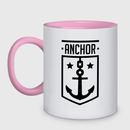 Кружка двухцветная Anchor Shield, цвет белый + розовый