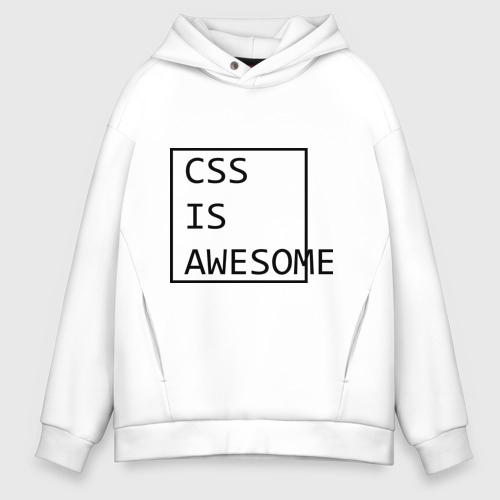 Мужское худи Oversize хлопок CSS is awesome, цвет белый