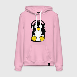 Женская толстовка хлопок Пингвин в наушниках