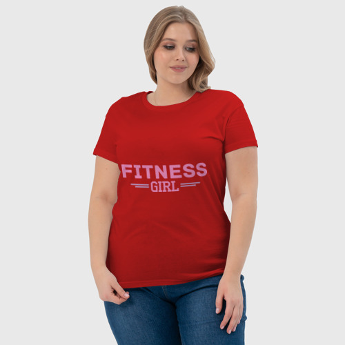 Женская футболка хлопок Fitness girl, цвет красный - фото 6