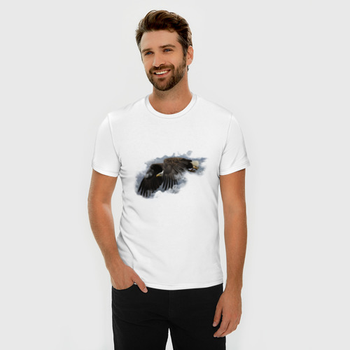 Мужская футболка хлопок Slim Орел в небе, цвет белый - фото 3