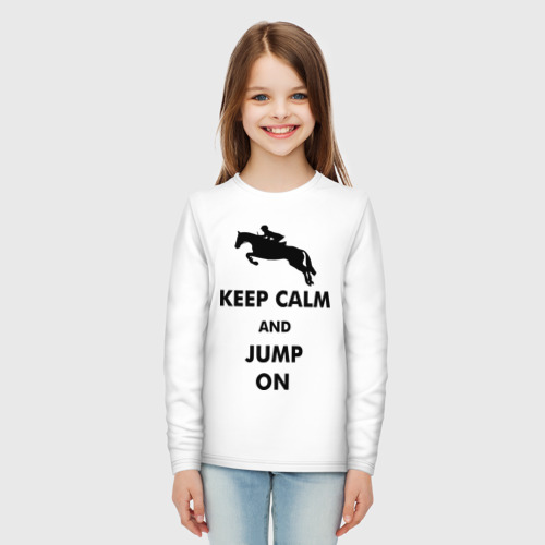 Детский лонгслив хлопок Keep Calm - конный спорт - лошади - фото 5